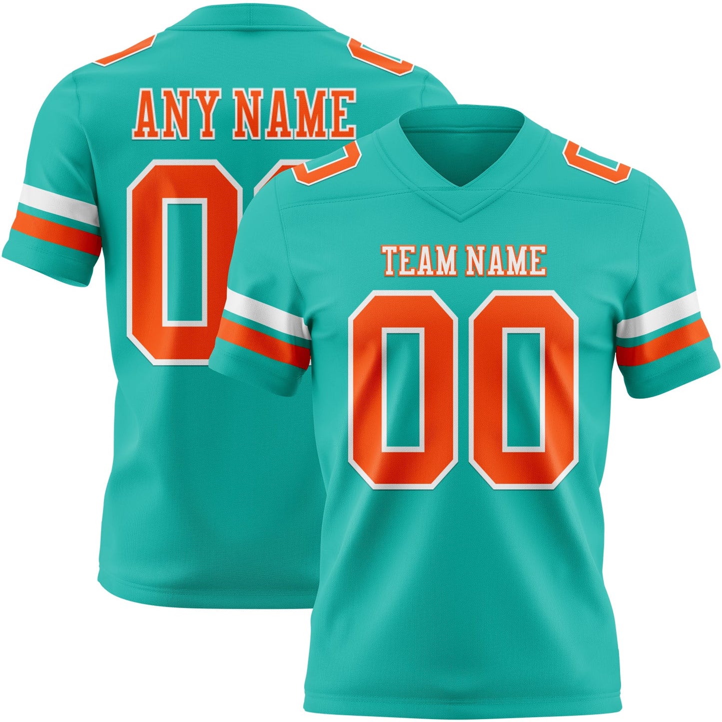 Custom Aqua Orange-White Mesh Authentic Football Jersey - Sky-Custom