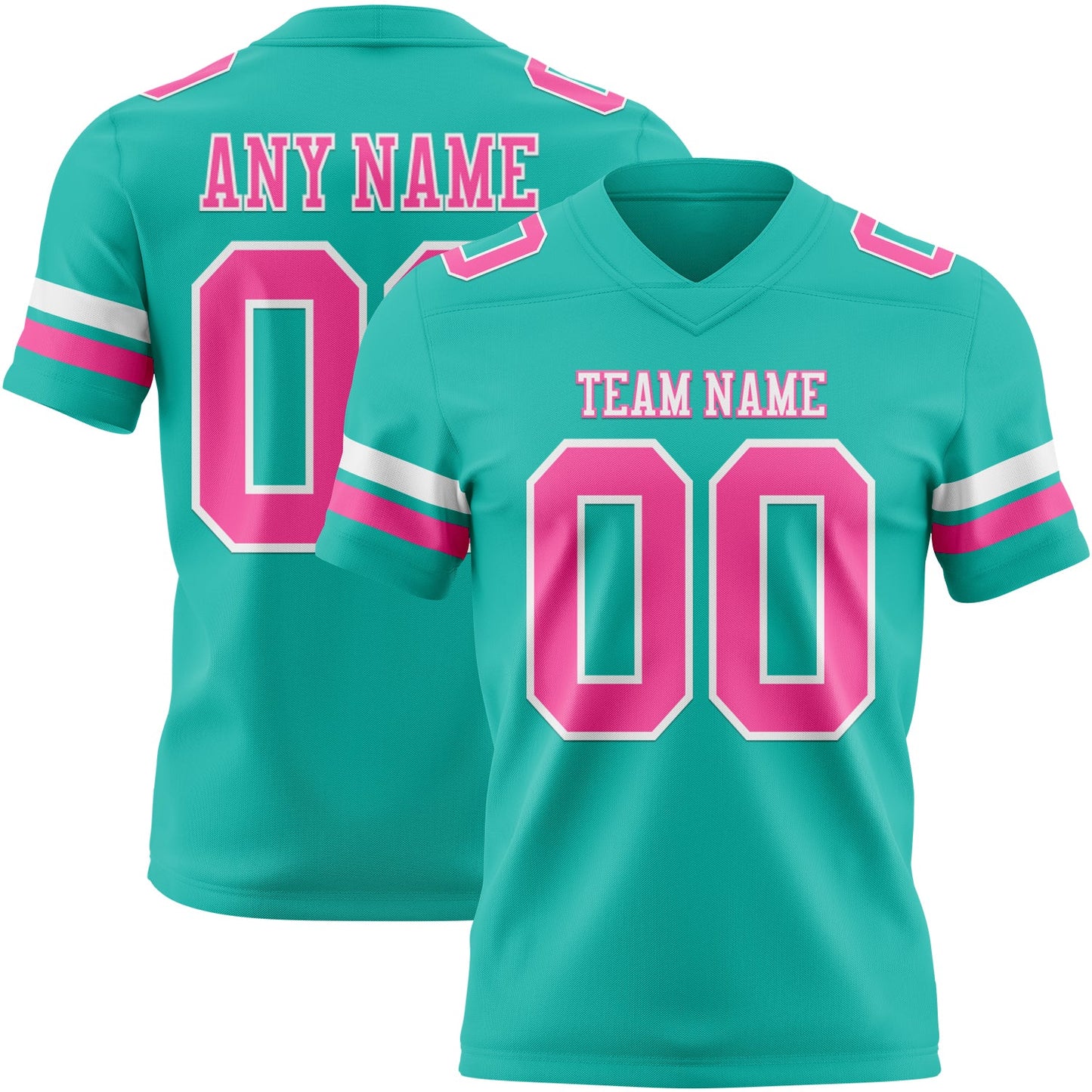 Custom Aqua Pink-White Mesh Authentic Football Jersey - Sky-Custom