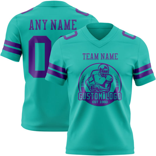 Custom Aqua Purple Mesh Authentic Football Jersey - Sky-Custom