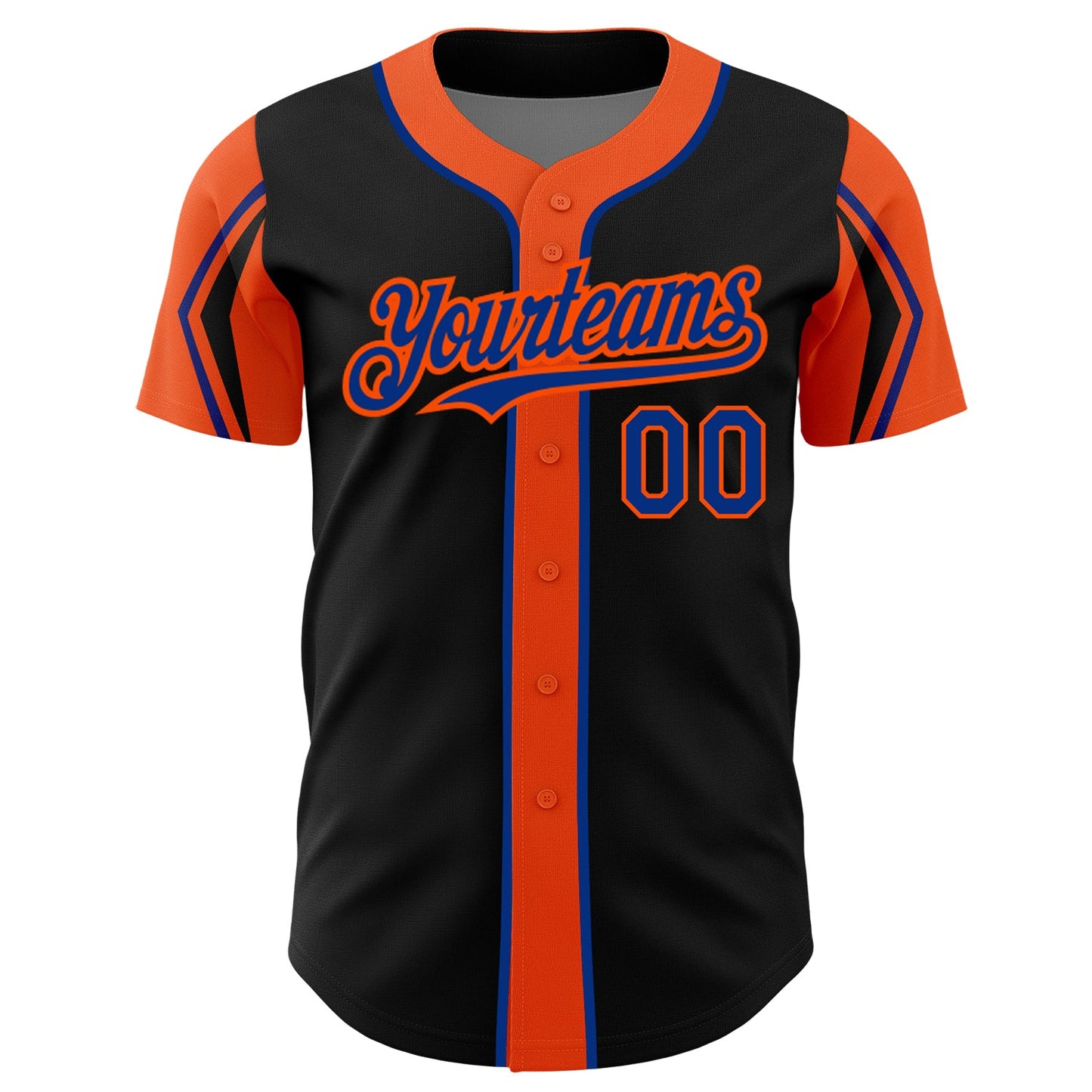 Custom Black Royal-Orange 3 Colors Arm Shapes Authentic Baseball Jersey - Sky-Custom
