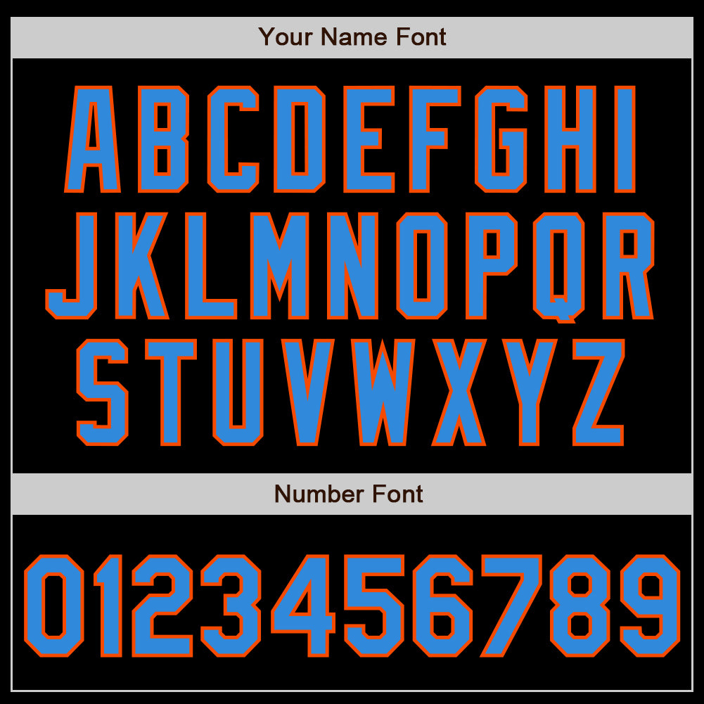 Custom Black Electric Blue-Orange 3 Colors Arm Shapes Authentic Baseball Jersey - Sky-Custom