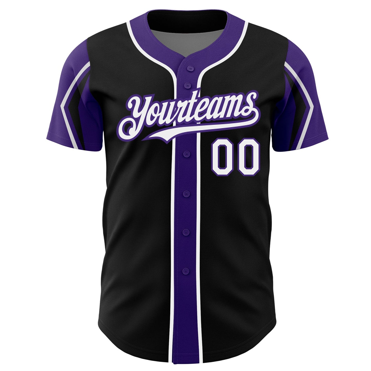Custom Black White-Purple 3 Colors Arm Shapes Authentic Baseball Jersey - Sky-Custom
