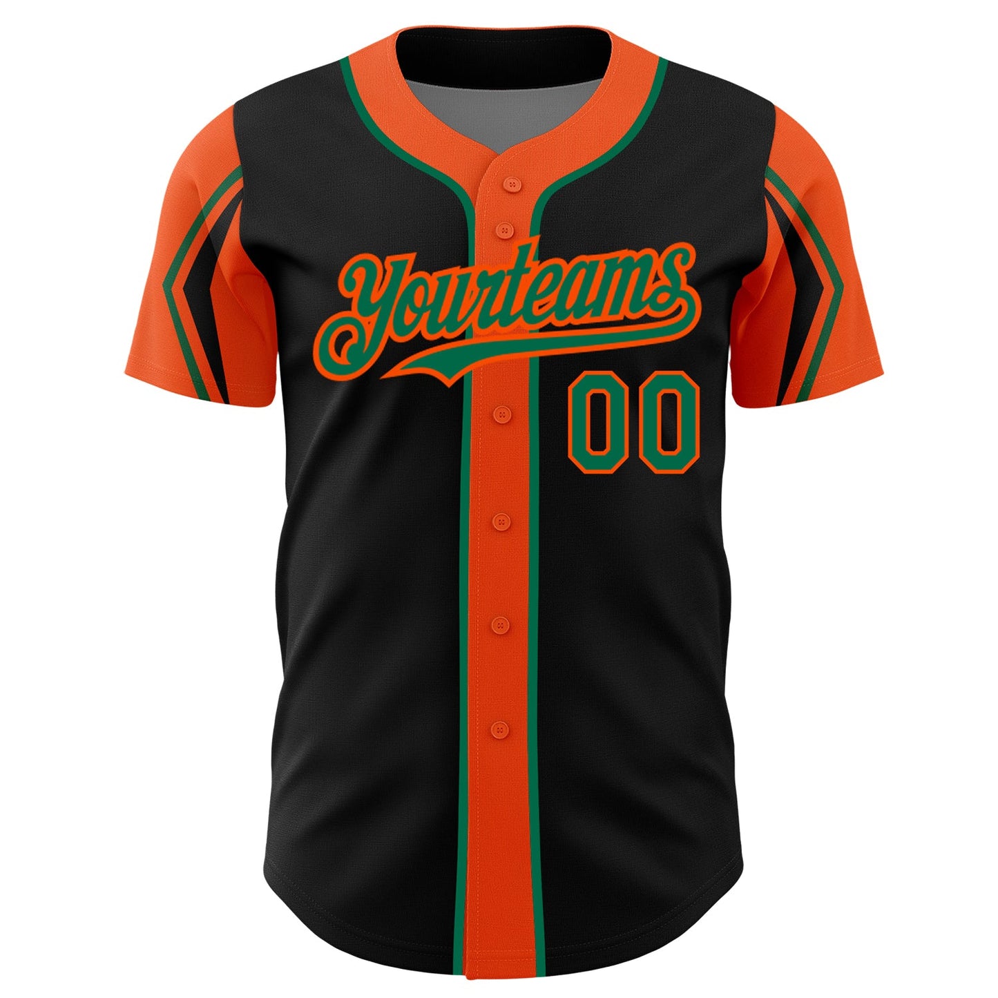 Custom Black Kelly Green-Orange 3 Colors Arm Shapes Authentic Baseball Jersey - Sky-Custom