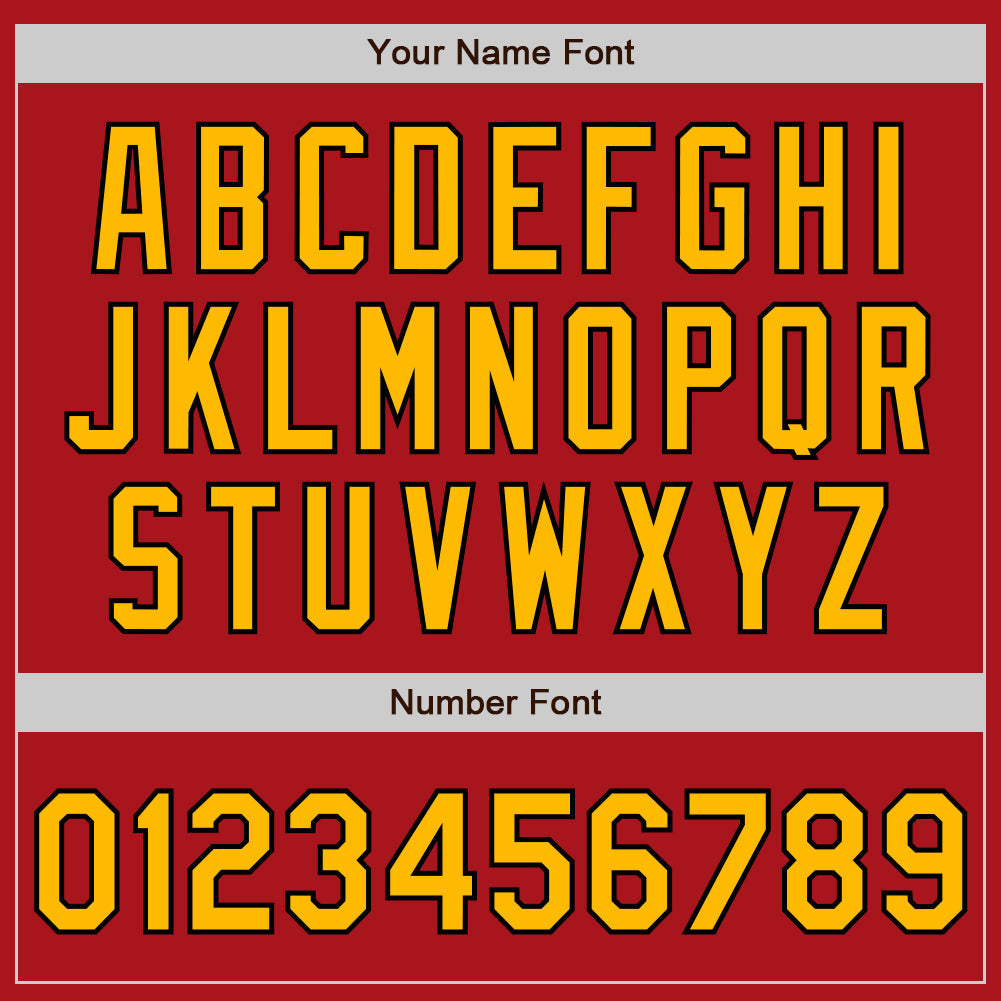 Custom Red Gold-Black 3 Colors Arm Shapes Authentic Baseball Jersey - Sky-Custom