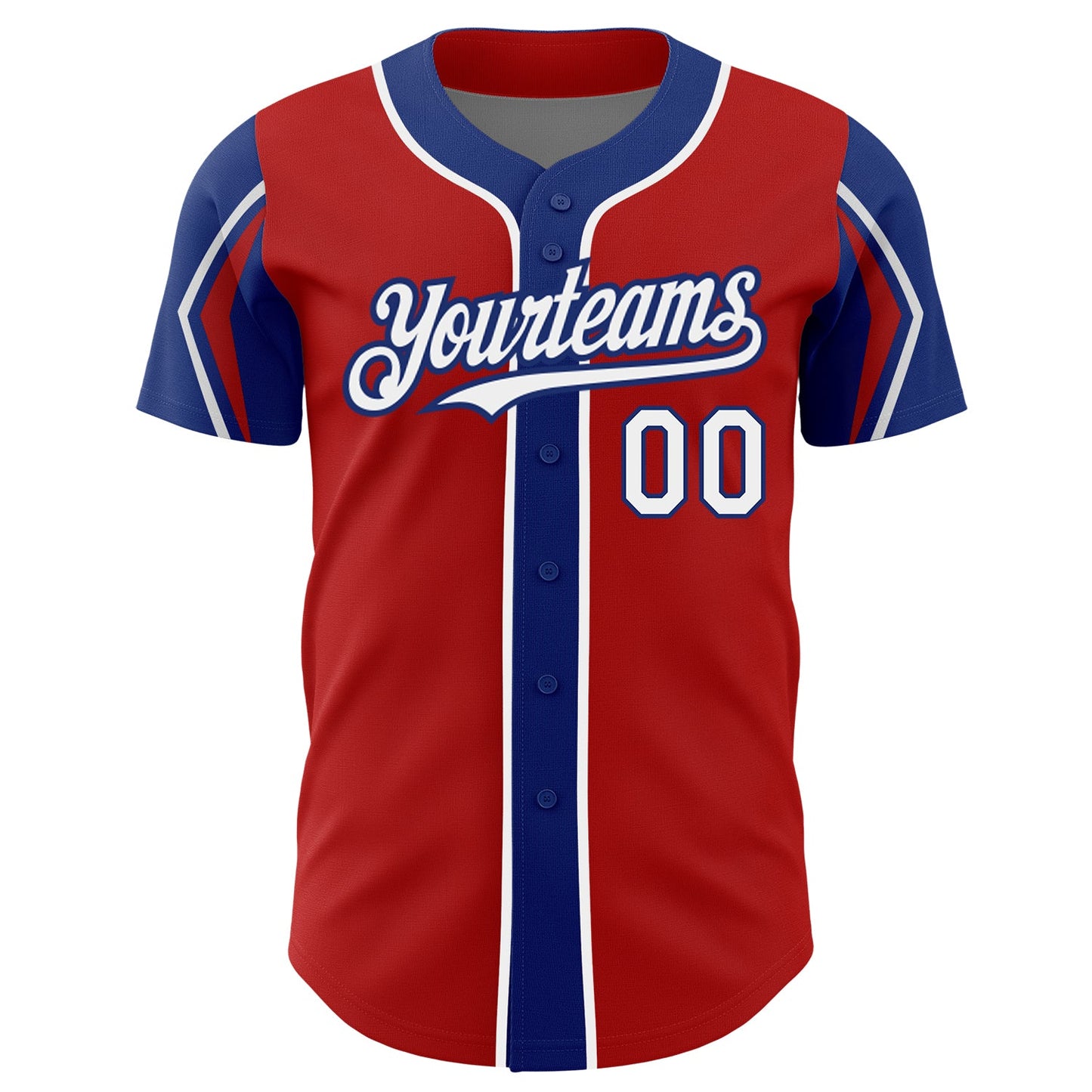 Custom Red White-Royal 3 Colors Arm Shapes Authentic Baseball Jersey - Sky-Custom