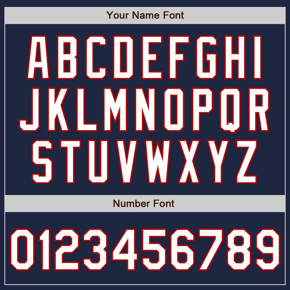 Custom Navy White-Red 3 Colors Arm Shapes Authentic Baseball Jersey - Sky-Custom