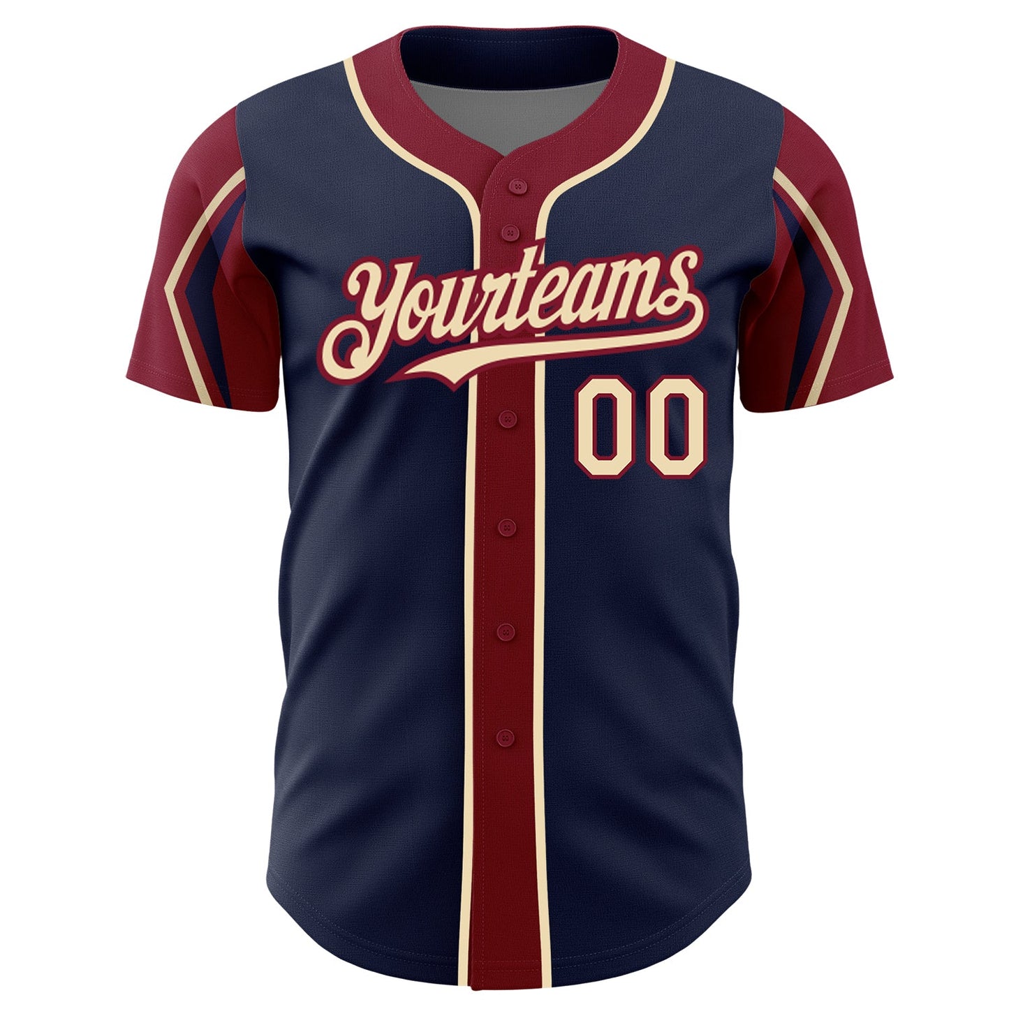 Custom Navy City Cream-Crimson 3 Colors Arm Shapes Authentic Baseball Jersey - Sky-Custom