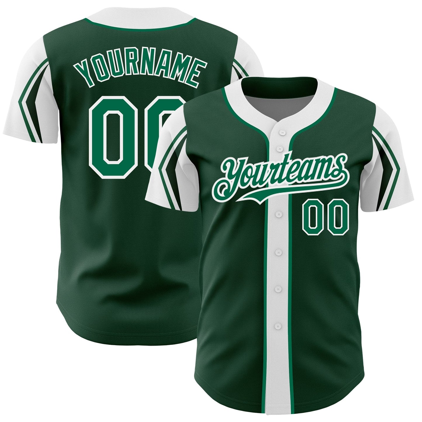 Custom Green Kelly Green-White 3 Colors Arm Shapes Authentic Baseball Jersey - Sky-Custom