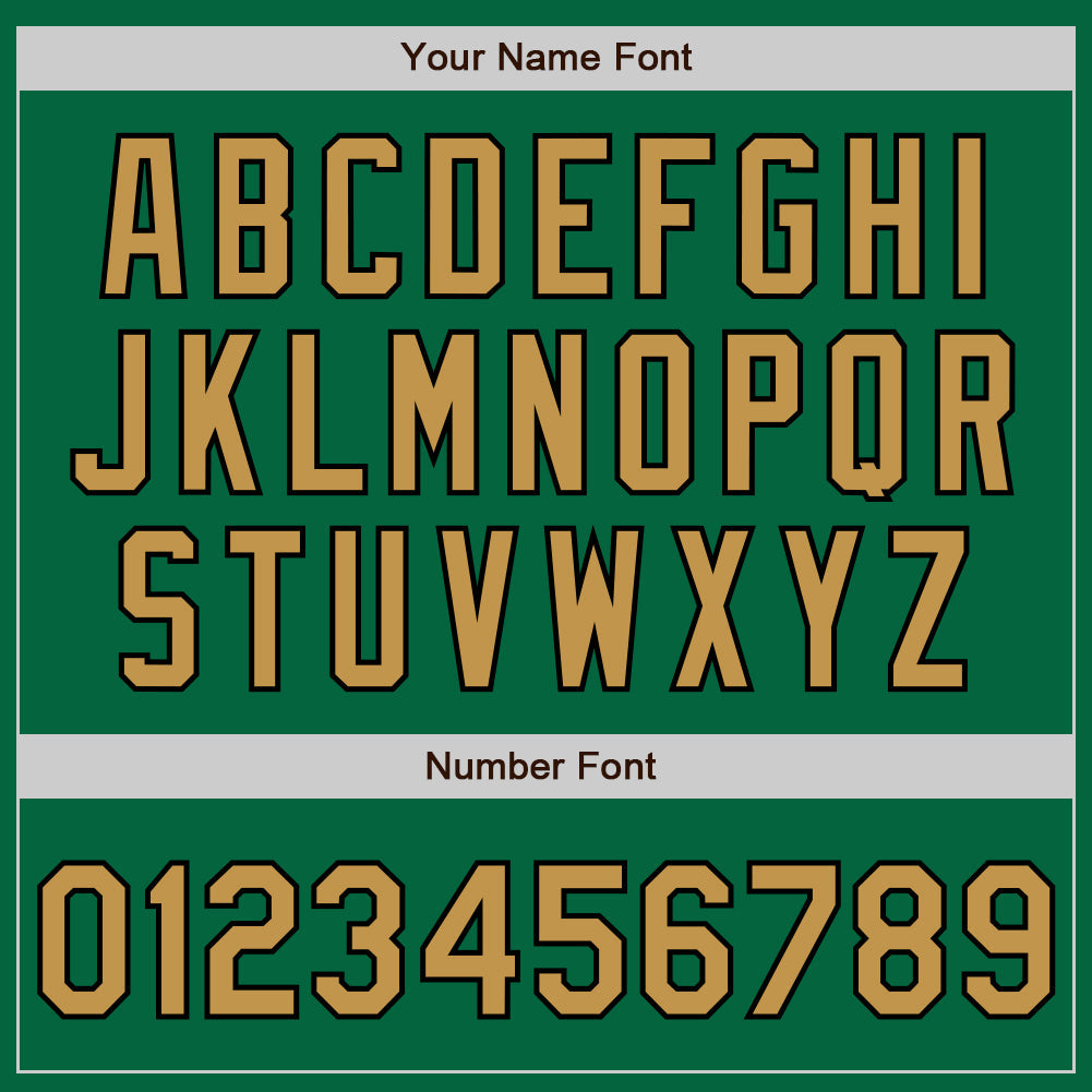 Custom Kelly Green Old Gold-Black 3 Colors Arm Shapes Authentic Baseball Jersey - Sky-Custom