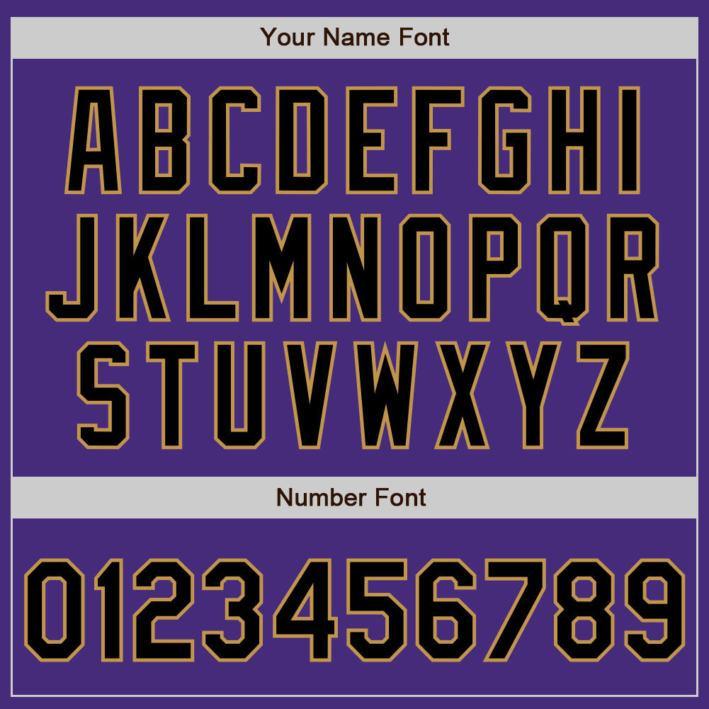 Custom Purple Black-Old Gold 3 Colors Arm Shapes Authentic Baseball Jersey - Sky-Custom