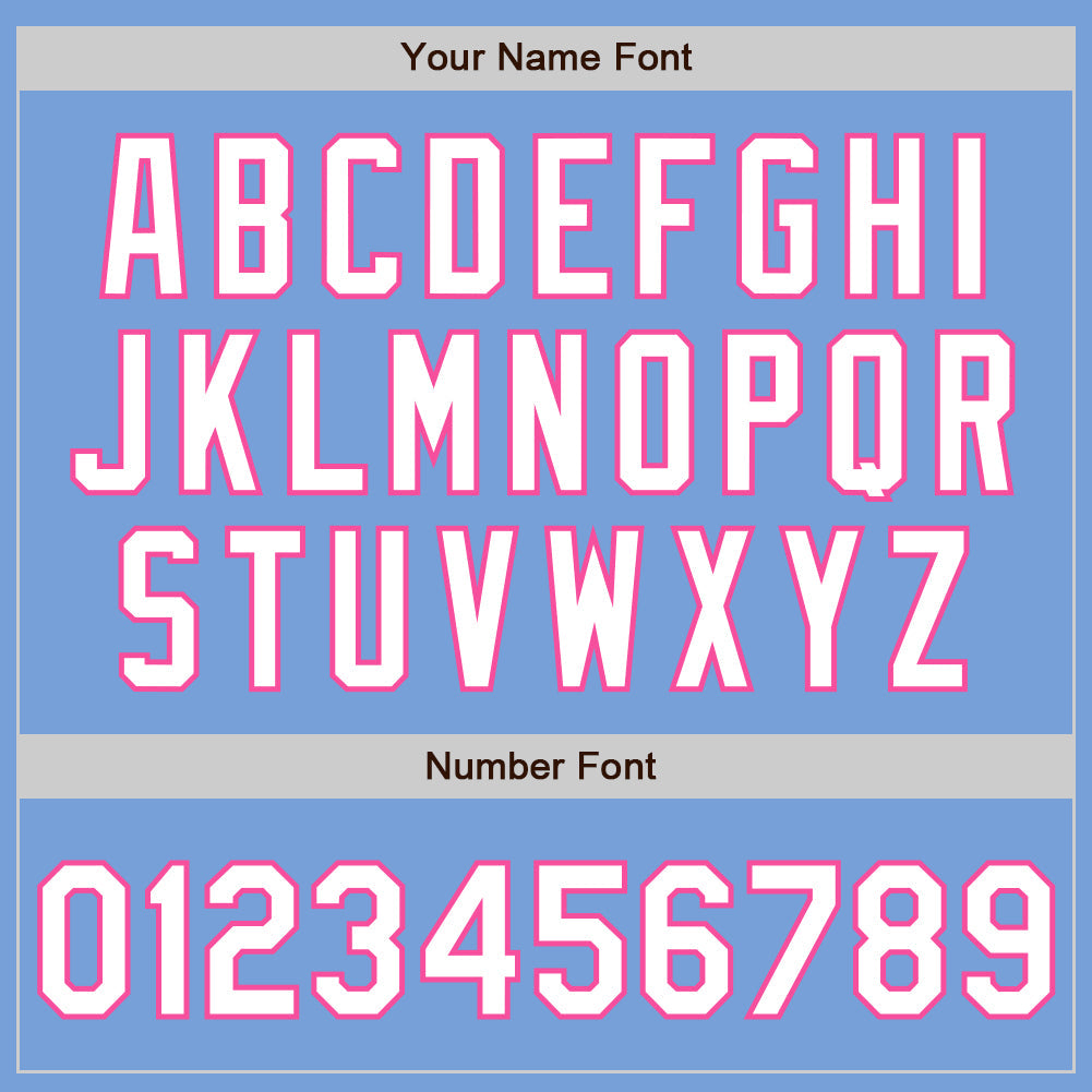 Custom Light Blue White-Pink 3 Colors Arm Shapes Authentic Baseball Jersey - Sky-Custom
