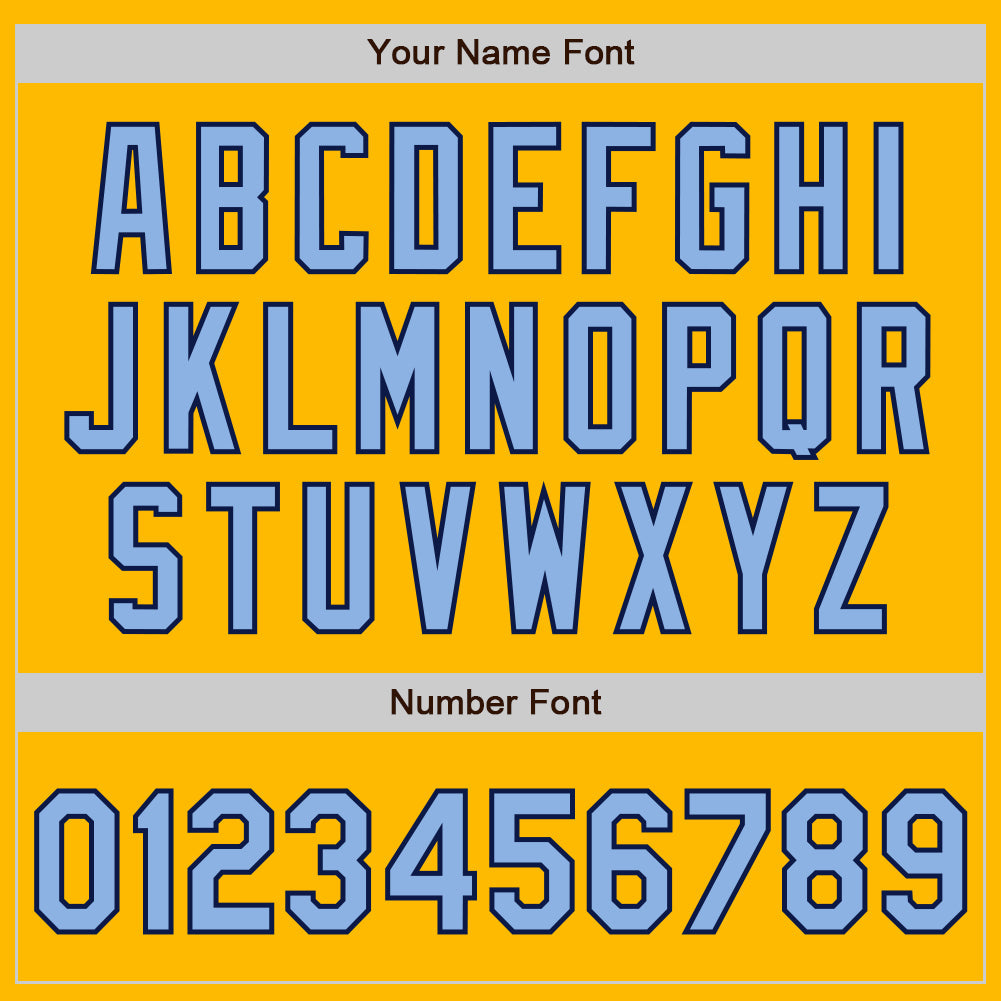 Custom Gold Light Blue-Navy 3 Colors Arm Shapes Authentic Baseball Jersey - Sky-Custom