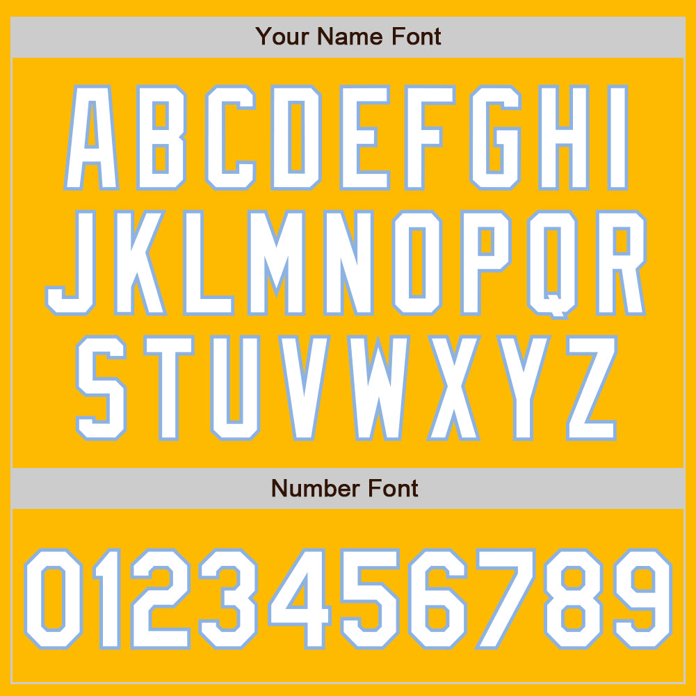 Custom Gold White-Light Blue 3 Colors Arm Shapes Authentic Baseball Jersey - Sky-Custom