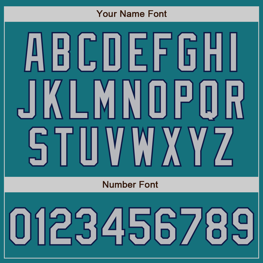 Custom Teal Gray-Navy 3 Colors Arm Shapes Authentic Baseball Jersey - Sky-Custom