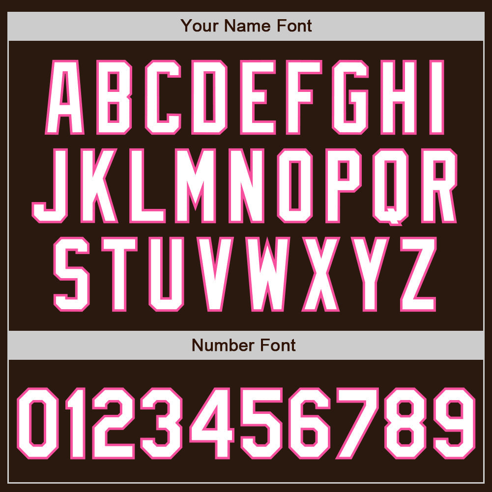 Custom Brown White-Pink 3 Colors Arm Shapes Authentic Baseball Jersey - Sky-Custom