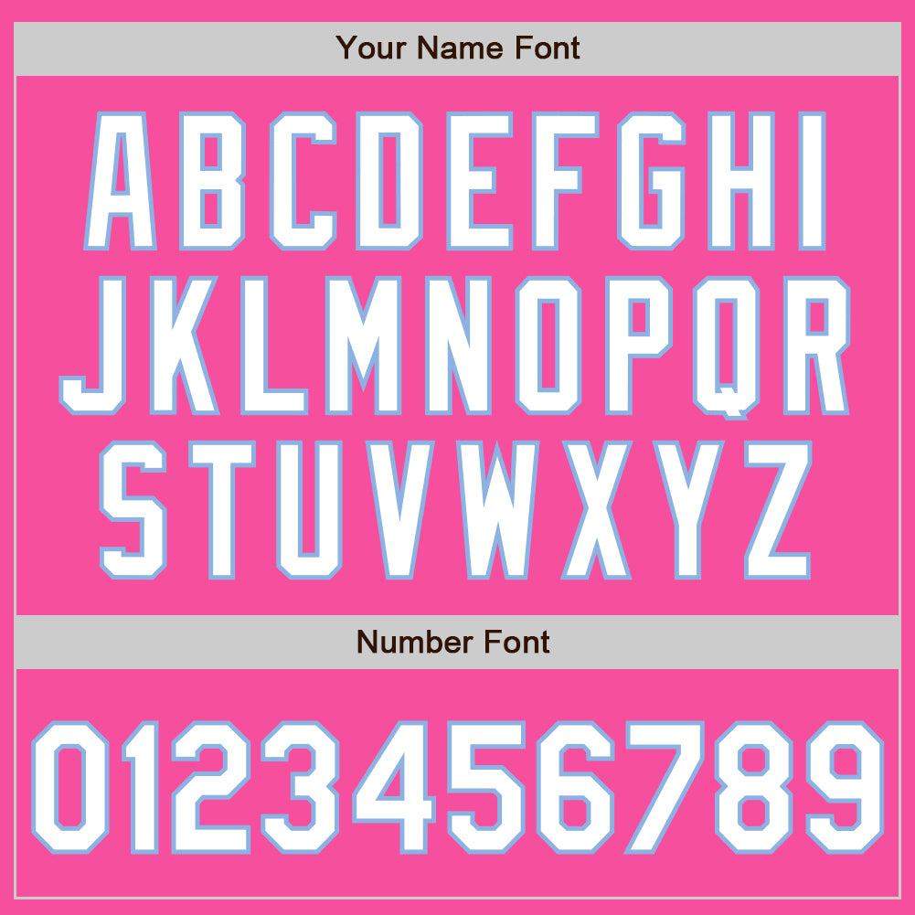 Custom Pink White-Light Blue 3 Colors Arm Shapes Authentic Baseball Jersey - Sky-Custom