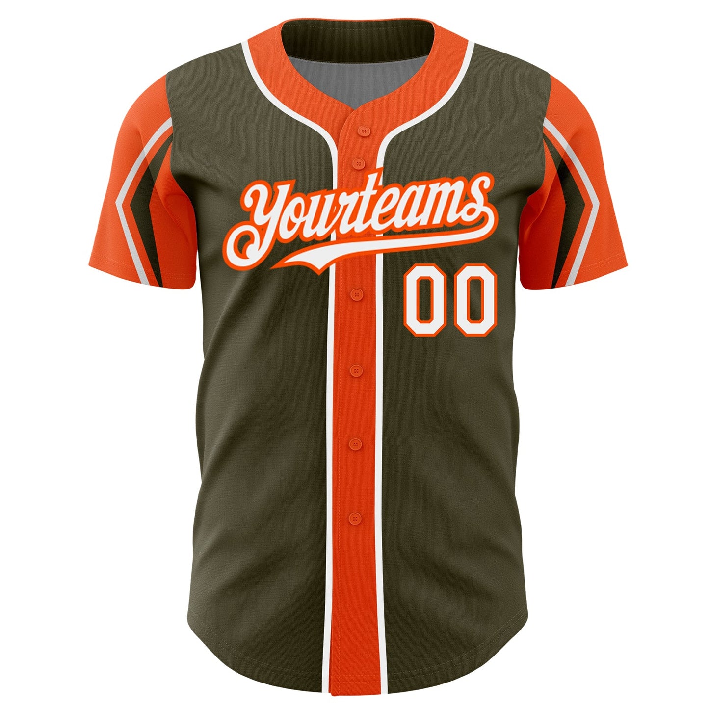 Custom Olive White-Orange 3 Colors Arm Shapes Authentic Salute To Service Baseball Jersey - Sky-Custom
