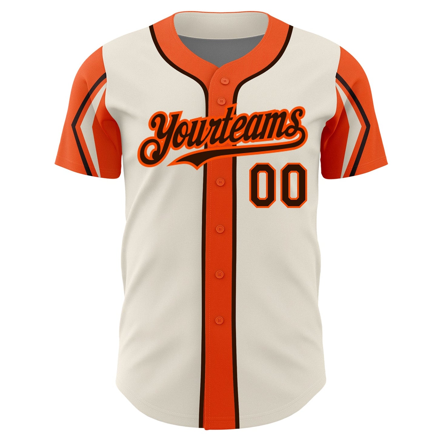 Custom Cream Brown-Orange 3 Colors Arm Shapes Authentic Baseball Jersey - Sky-Custom