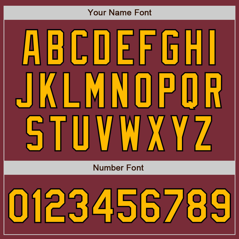 Custom Burgundy Gold-Black 3 Colors Arm Shapes Authentic Baseball Jersey - Sky-Custom