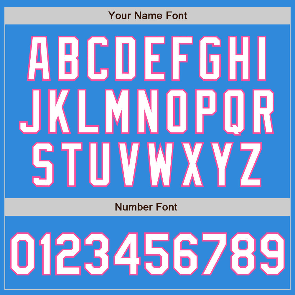 Custom Electric Blue White-Pink 3 Colors Arm Shapes Authentic Baseball Jersey - Sky-Custom