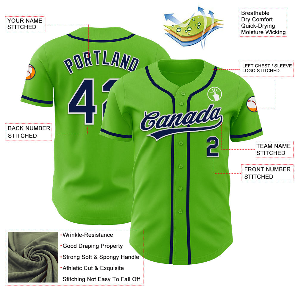 Custom Aurora Green Navy-White Authentic Baseball Jersey - Sky-Custom