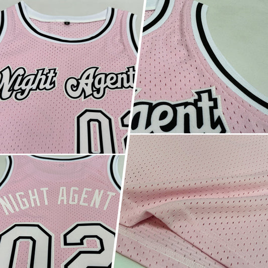 Custom Light Pink White-Black Authentic Throwback Basketball Jersey - Sky-Custom
