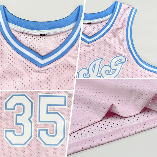 Custom Light Pink White-Light Blue Authentic Throwback Basketball Jersey - Sky-Custom