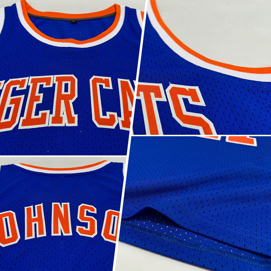 Custom Royal Orange-White Authentic Throwback Basketball Jersey - Sky-Custom