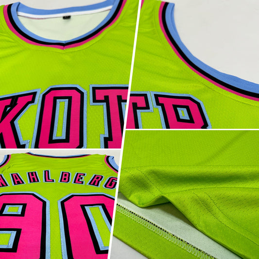 Custom Neon Green Pink-Light Blue Authentic Basketball Jersey - Sky-Custom