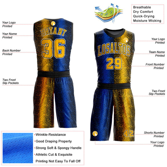 Custom Black Gold-Royal Animal Fur Print Round Neck Sublimation Basketball Suit Jersey - Sky-Custom