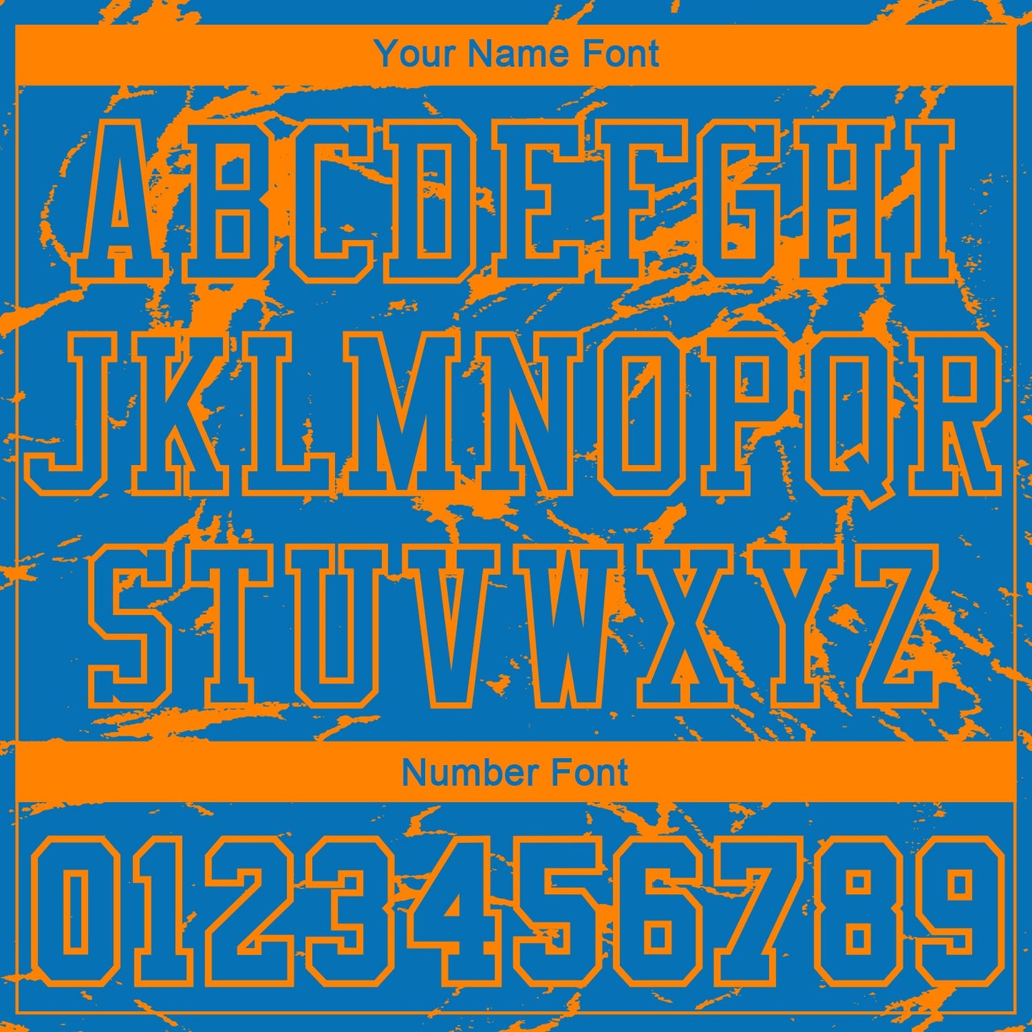 Custom Blue Bay Orange Abstract Grunge Art Round Neck Sublimation Basketball Suit Jersey - Sky-Custom