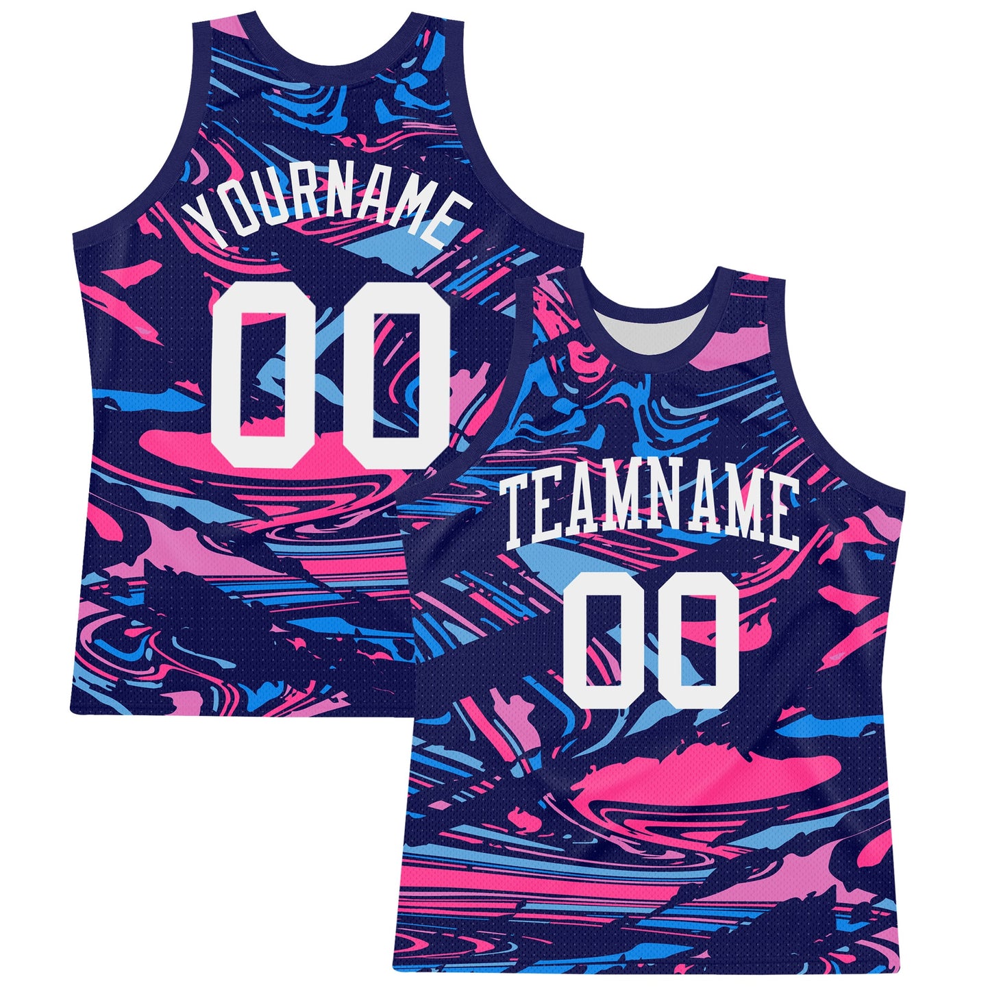 Custom Figure White-Pink Fluid Art Round Neck Sublimation Basketball Suit Jersey - Sky-Custom