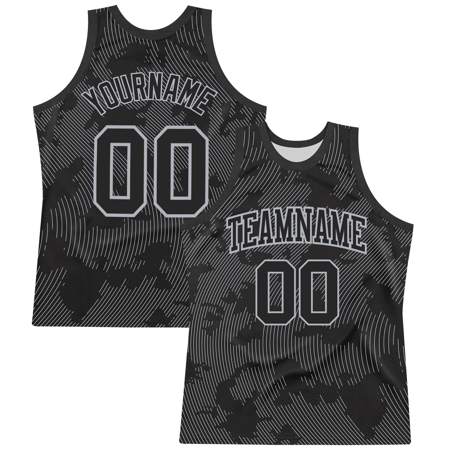Custom Black Gray Curve Lines Round Neck Sublimation Basketball Suit Jersey - Sky-Custom