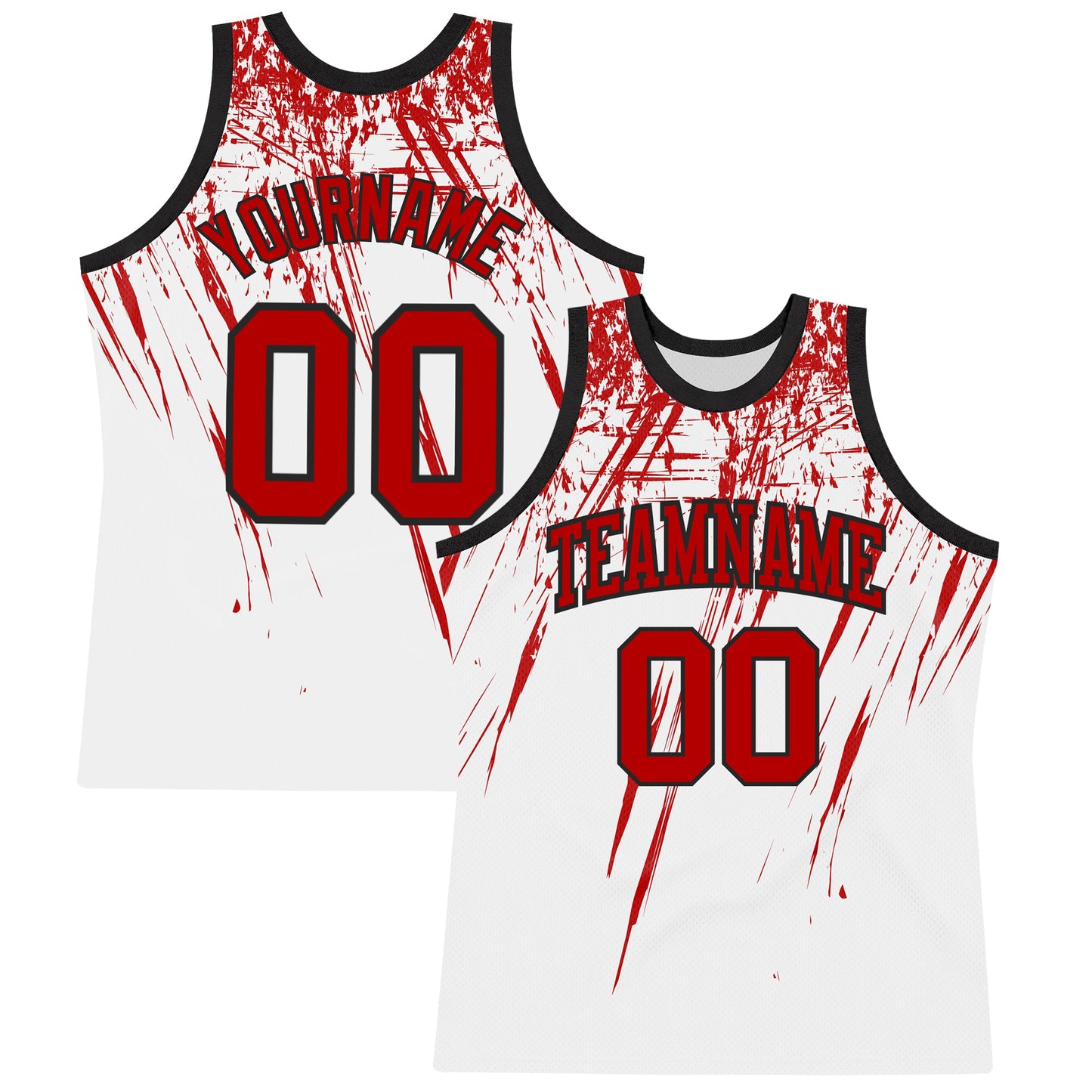 Custom White Red-Black Splash Round Neck Sublimation Basketball Suit Jersey - Sky-Custom