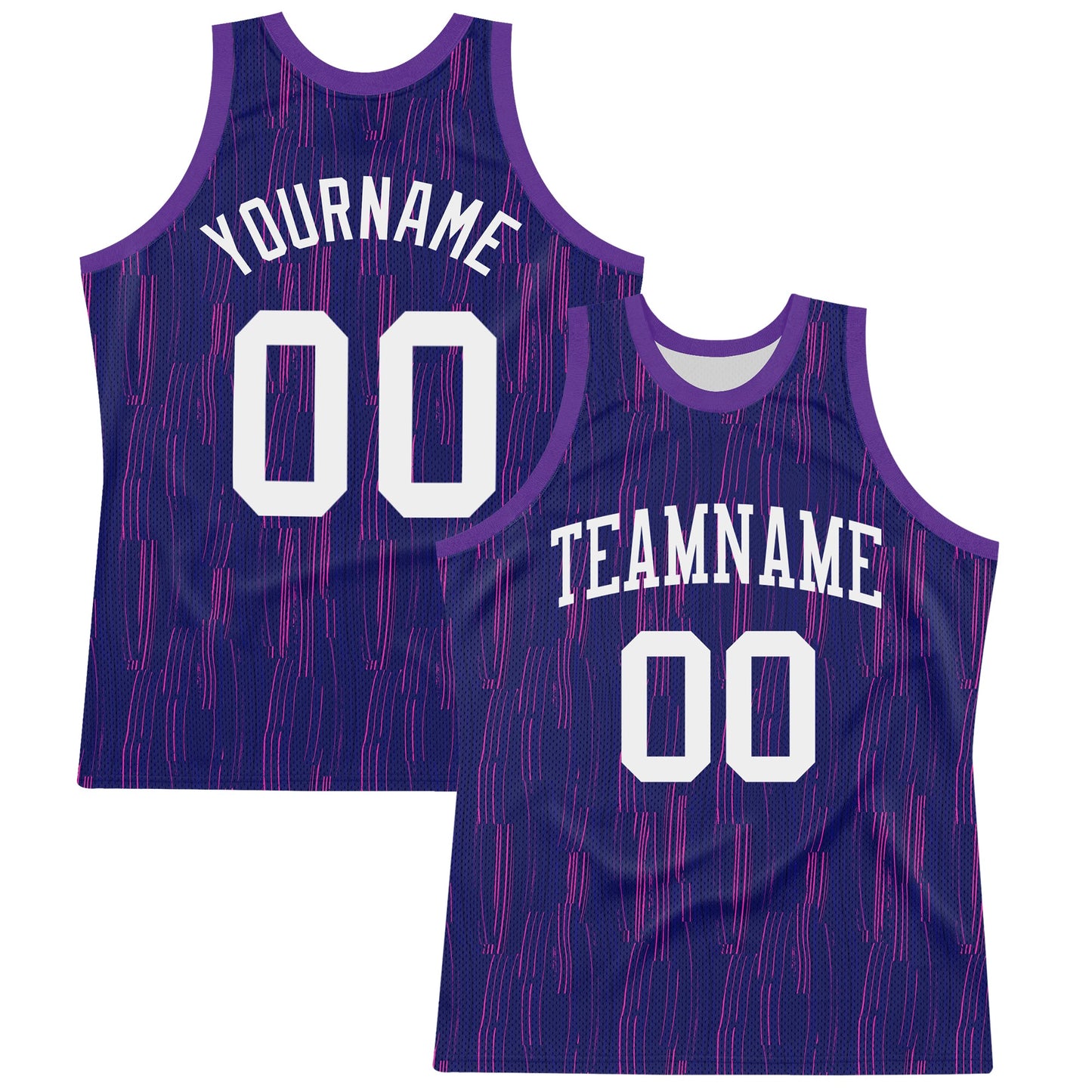 Custom Purple White-Pink Line Round Neck Sublimation Basketball Suit Jersey - Sky-Custom