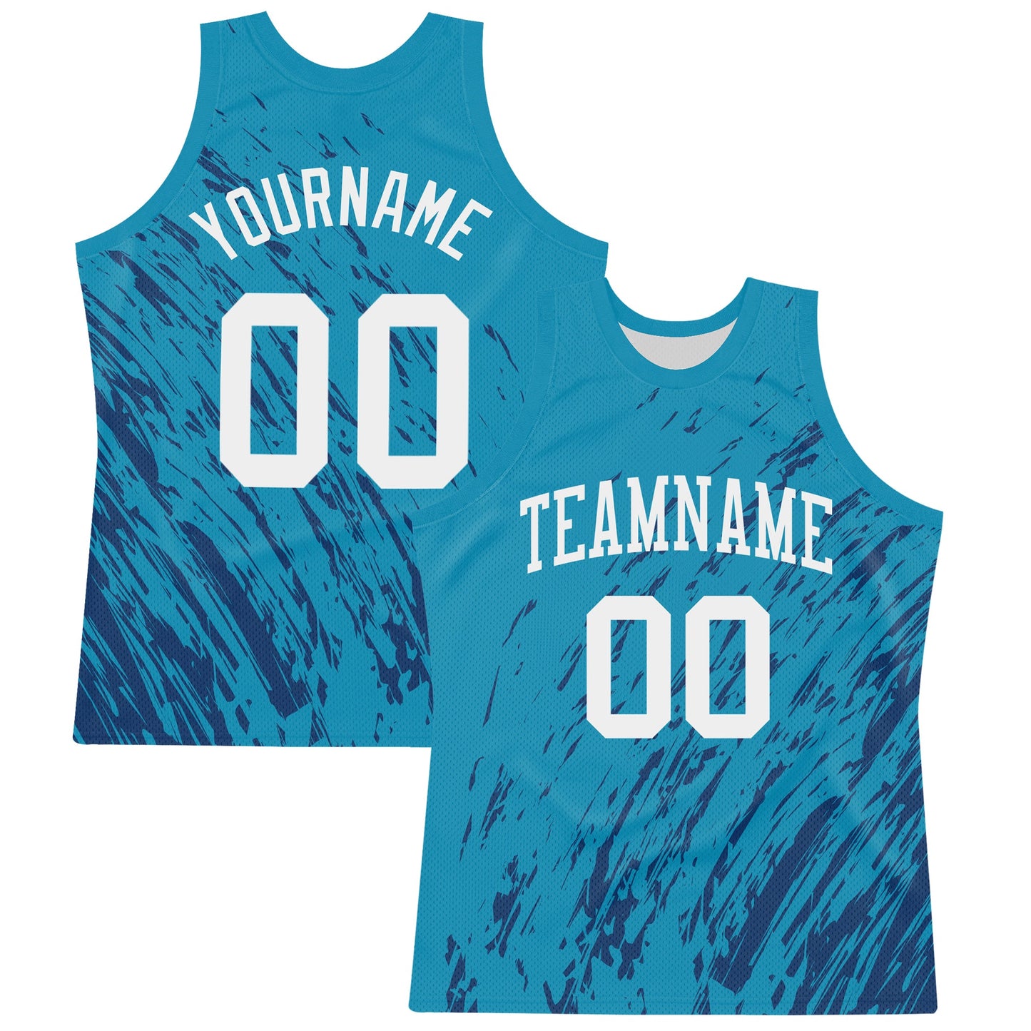 Custom Panther Blue White Splash Round Neck Sublimation Basketball Suit Jersey - Sky-Custom