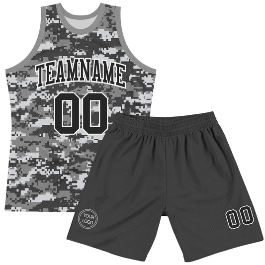 Custom Camo Black-White Round Neck Sublimation Salute To Service Basketball Suit Jersey - Sky-Custom