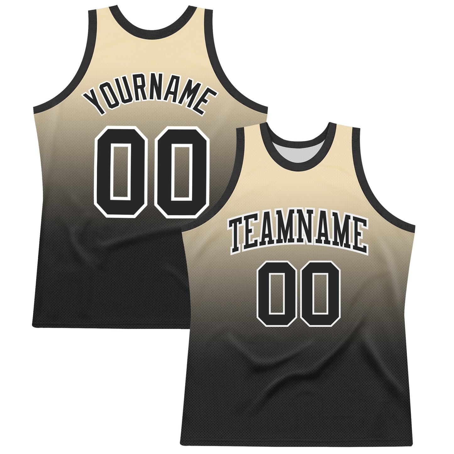 Custom Cream Black-White Fade Fashion Round Neck Sublimation Basketball Suit Jersey - Sky-Custom