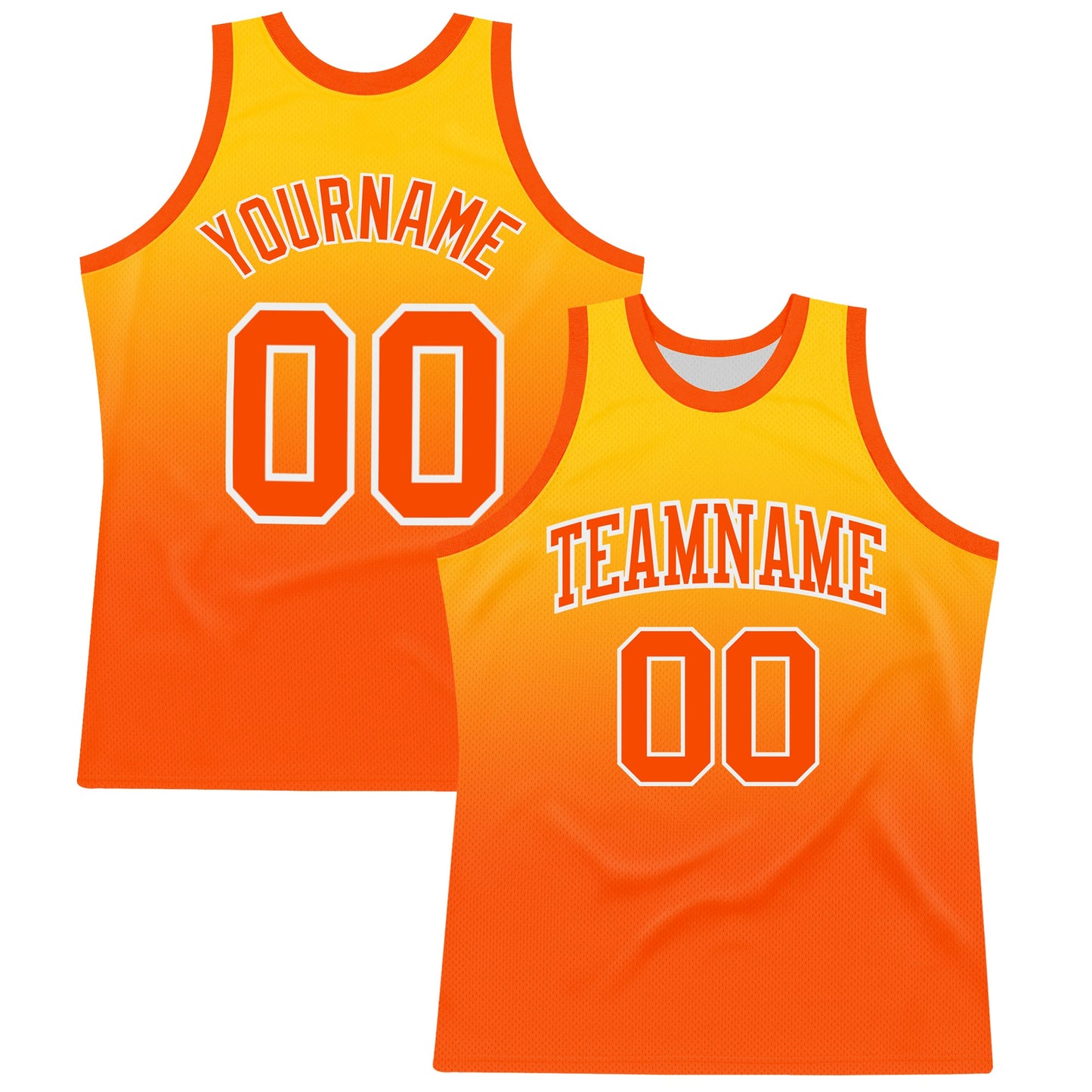 Custom Yellow Orange-White Fade Fashion Round Neck Sublimation Basketball Suit Jersey - Sky-Custom