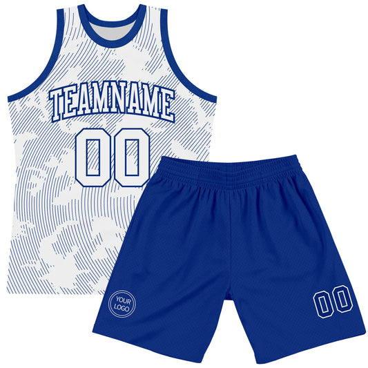 Custom White Royal Curve Lines Round Neck Sublimation Basketball Suit Jersey - Sky-Custom