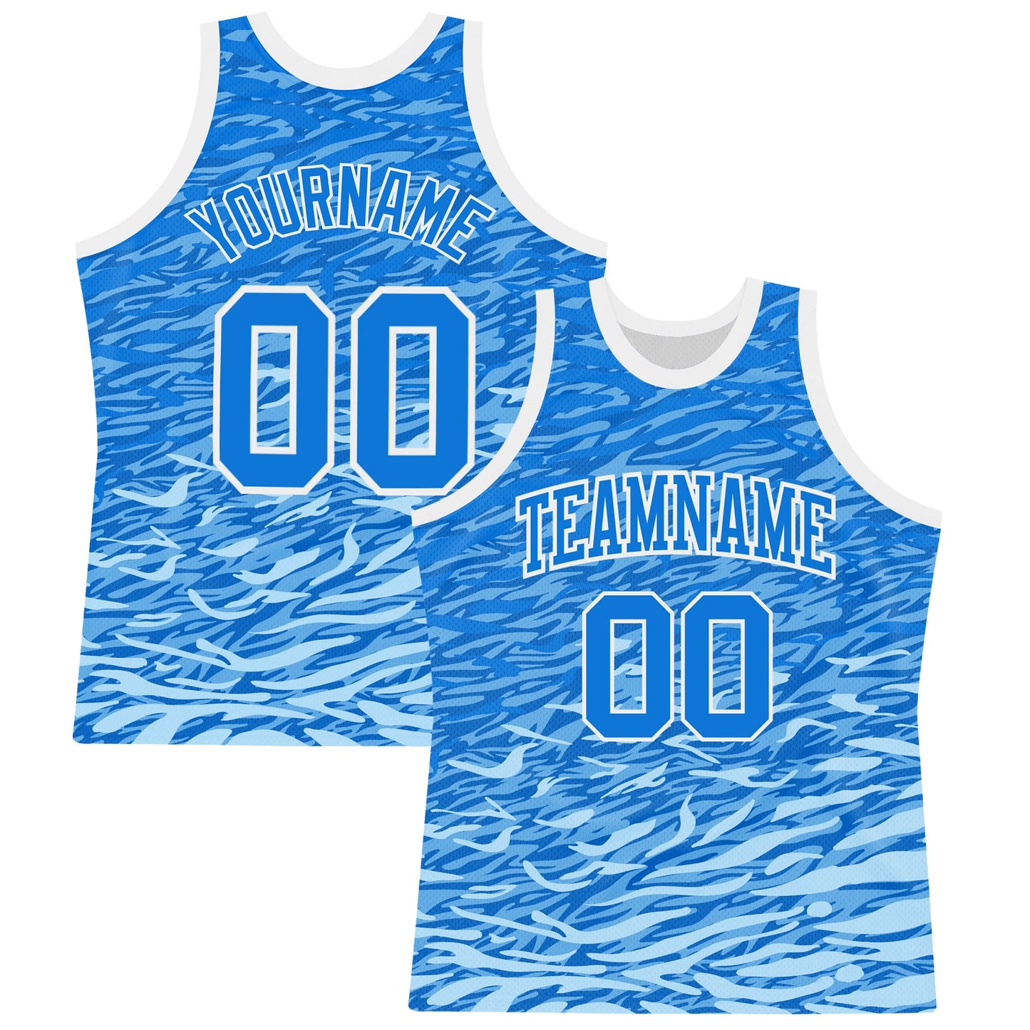 Custom Royal White Wave Round Neck Sublimation Basketball Suit Jersey - Sky-Custom