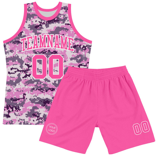 Custom Camo Pink-White Round Neck Sublimation Salute To Service Basketball Suit Jersey - Sky-Custom