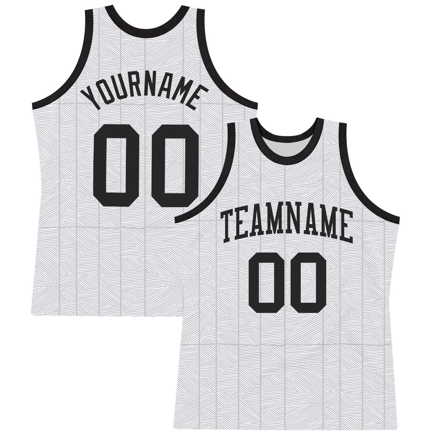 Custom Gray Black-White Line Round Neck Sublimation Basketball Suit Jersey - Sky-Custom