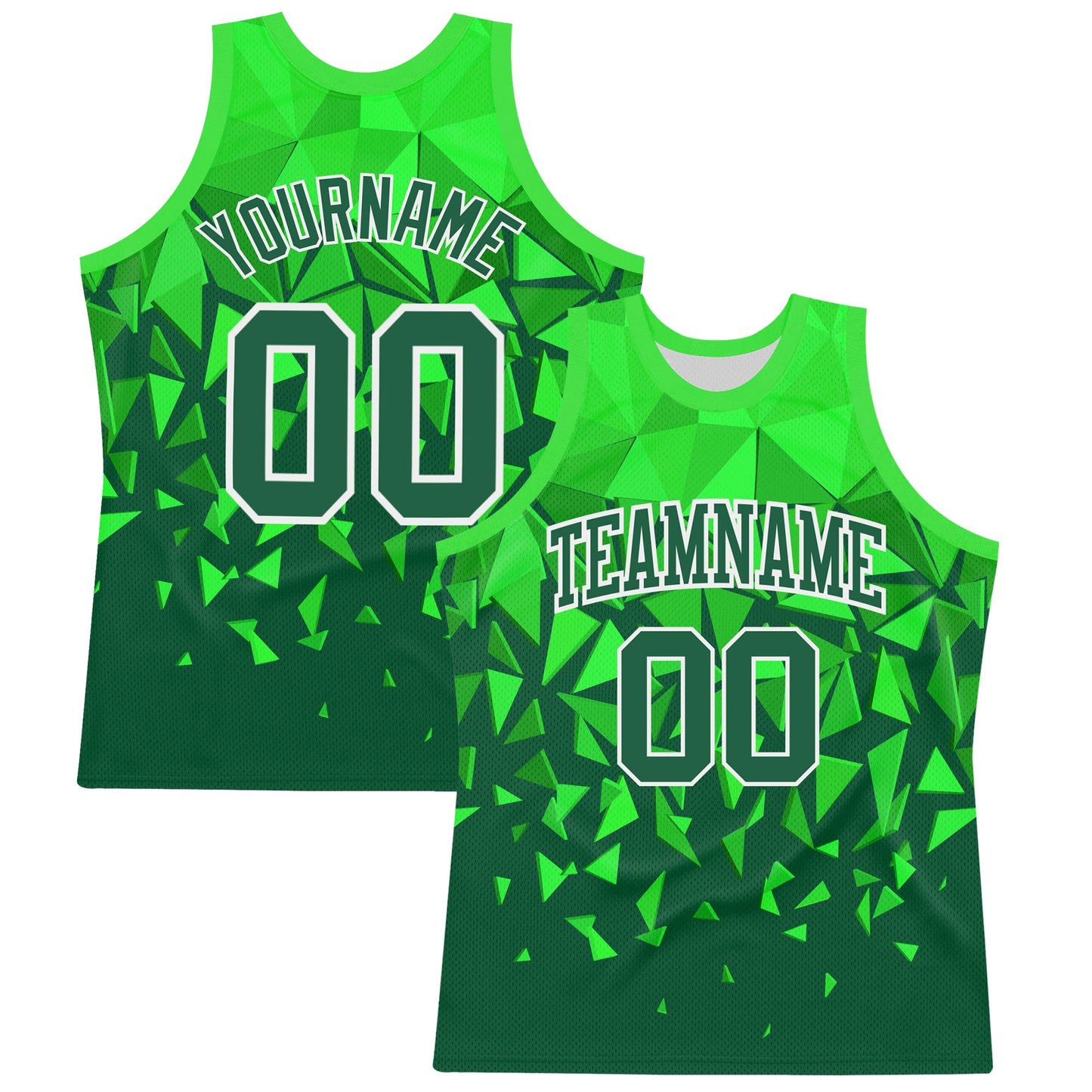 Custom Green Grass Green-White Geometric Shape Round Neck Sublimation Basketball Suit Jersey - Sky-Custom