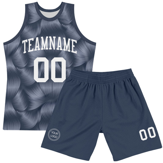 Custom Steel Gray White Line Round Neck Sublimation Basketball Suit Jersey - Sky-Custom