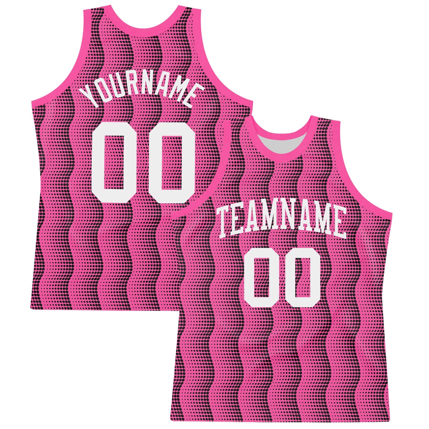 Custom Pink White-Black Geometric Shape Round Neck Sublimation Basketball Suit Jersey - Sky-Custom