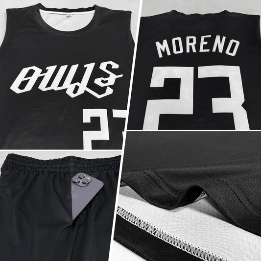 Custom Black White Round Neck Suit Basketball Jersey - Sky-Custom