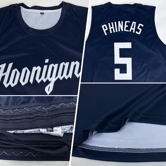 Custom Navy White Round Neck Suit Basketball Jersey - Sky-Custom