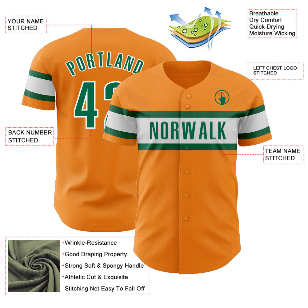 Custom Bay Orange Kelly Green-White Authentic Baseball Jersey - Sky-Custom