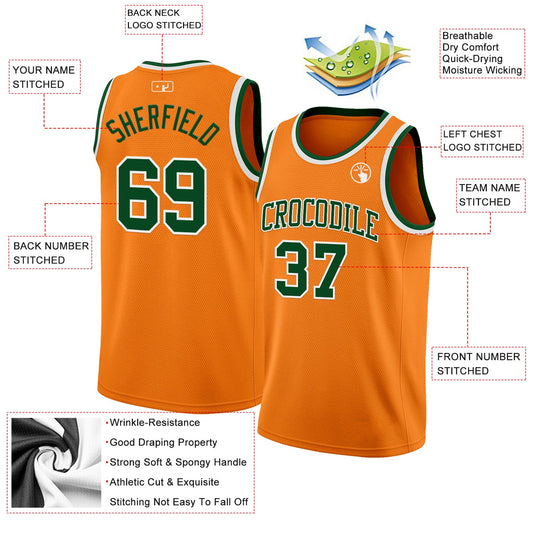 Custom Bay Orange Green-White Authentic Basketball Jersey - Sky-Custom